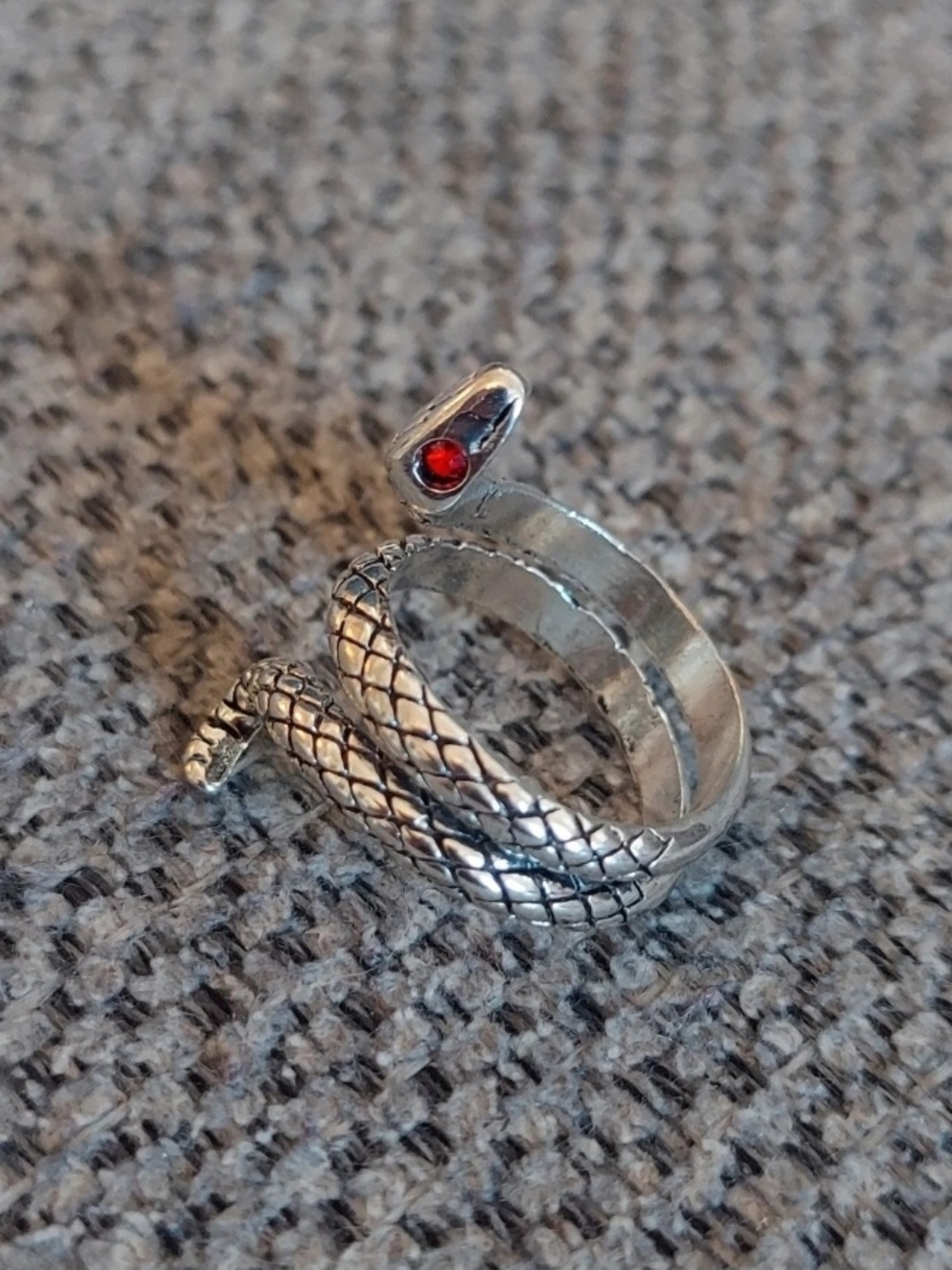 Snake Wrap Ring with Red Stone